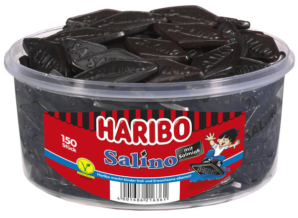 Haribo Salino 150 Stück (1,2 kg) - Transparente Dose
