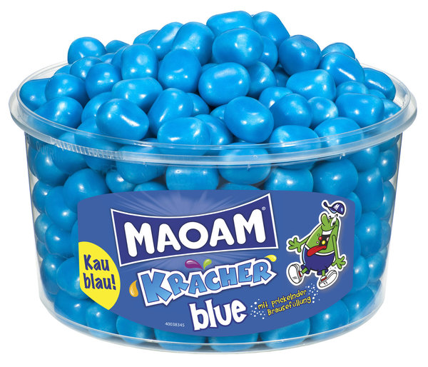 Maoam Kracher Blue 265 Stück (1,2 kg) - Transparente Dose