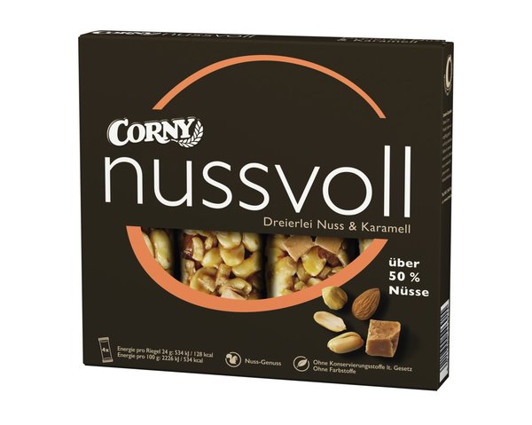 Corny Nussvoll dreierlei Nuss & Karamell 4 x 24 g (96g)