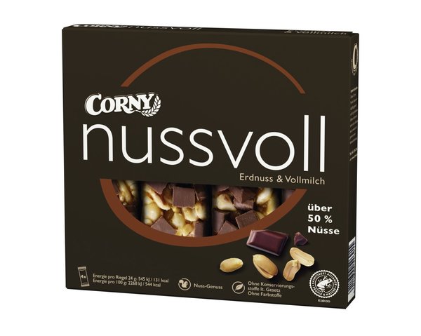 Corny Nussvoll Erdnuss & Vollmilch 4 x 24 g (96g)