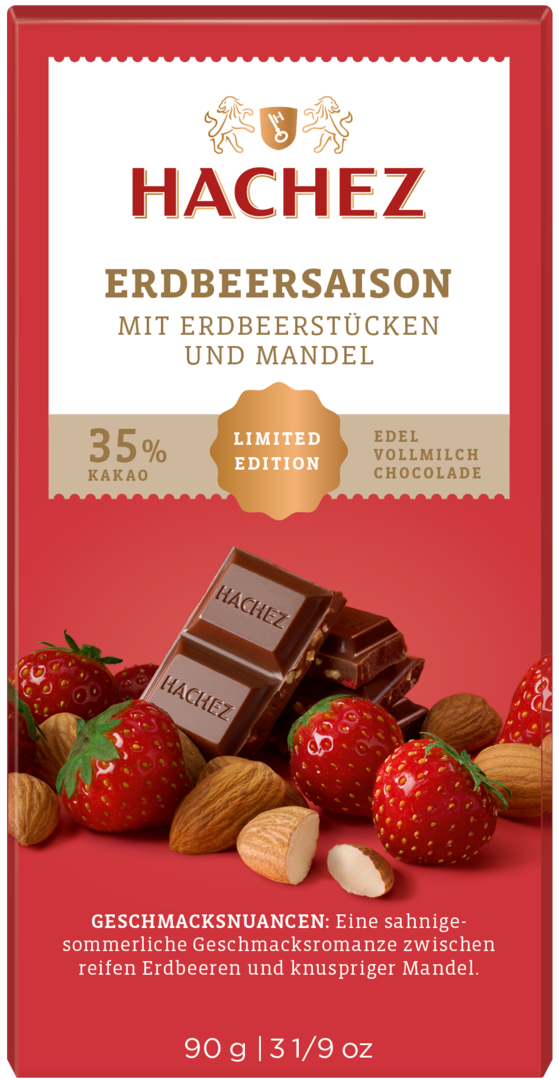 Hachez Erdbeersaison Erdbeer- Mandel (90g)