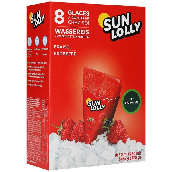 Sun Lolly Wassereis Erdbeere 8er- 480g