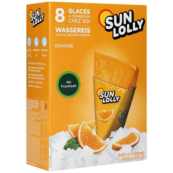 Sun Lolly Wassereis Orange 8er- 480g